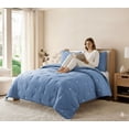 thumbnail image 3 of NSH by New Sega Home, 3-Piece Comforter Set, Embroidered Dandelion, Blue, Bed in a Bag, Full/Queen, 3 of 13