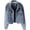 Blue-1, variant on Women's Retro Denim Jacket Slim Fit Light Colored Cotton Denim Coat With Bead Embellished Jacket 4XL,Blue-1