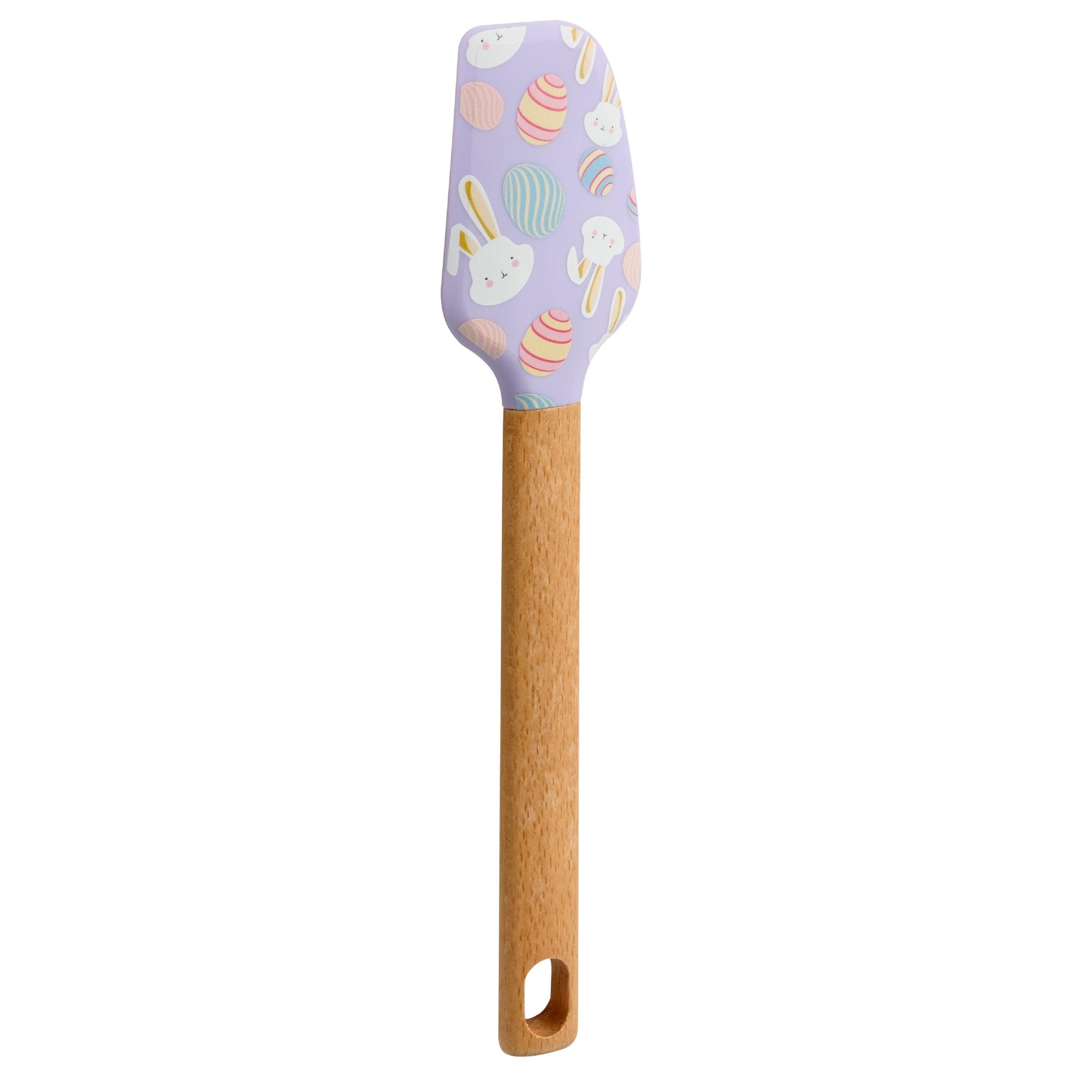 Way to Celebrate Easter Rabbit and Eggs Silicone Spatula with Beechwood Handle, Easter Baking Tool
