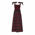 thumbnail image 4 of Women Plaid Christmas Maxi Dress Casual Square Neck Sleeveless Flowy Dress Checkered Backless Ruffle Long Dresses, 4 of 4