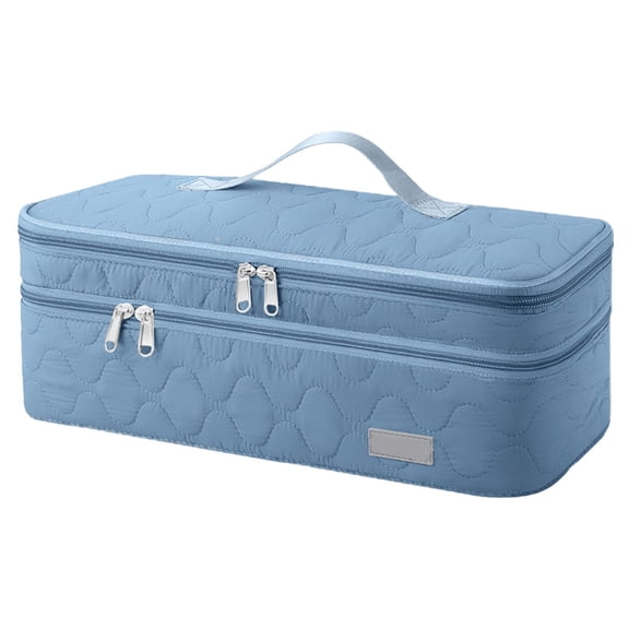 FXMLRLK Double-Layer Travel Storage Bag Compatible with Hair Dryer and Attachments, Portable Carrying Case for Hair Dryer Brush/Volumizer/Styler/Hot Tools Series(Blue)