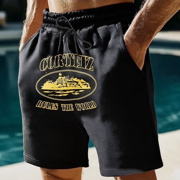 WILLBEST Pantalones Cortos Deportivos Estilo Europeo para Hombre, Estilo Hip Hop, Informales, Holgados y Cómodos, para Comercio Exterior y Negocios, Que Marcan Tendencia, Pantalones Anchos de Calle.