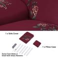 thumbnail image 6 of REGALWOVEN Floral Print Sofa Slipcover 3 Seater Couch Cover, Burgundy, 6 of 6