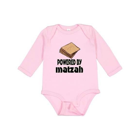 Inktastic Funny Passover Powered by Matzah Boys or Girls Long Sleeve Baby Bodysuit