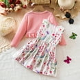 thumbnail image 5 of Gaexia Girls Long Sleeve Outfits Floral Print Dress Delicate Bow Detail Winter Party Play Outfit 2 Piece,Pink,12-18 Months, 5 of 9