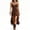 Coffee, variant on AJGRHE Womens Bohemian Spaghetti Strap Dress, Wrap V-Neck Ruched Waist Asymmetrical Ruffle Hem Casual Party Wear Khaki M