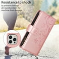thumbnail image 7 of Allytechgroup Wallet Case for Apple iPhone 16 Pro Max, Multiple Cards Slots Zipper Pocket PU Leather with Stylish Pattern Hand Strap Flip Cover Phone Case for iPhone 16 Pro Max, Rosegold, 7 of 7