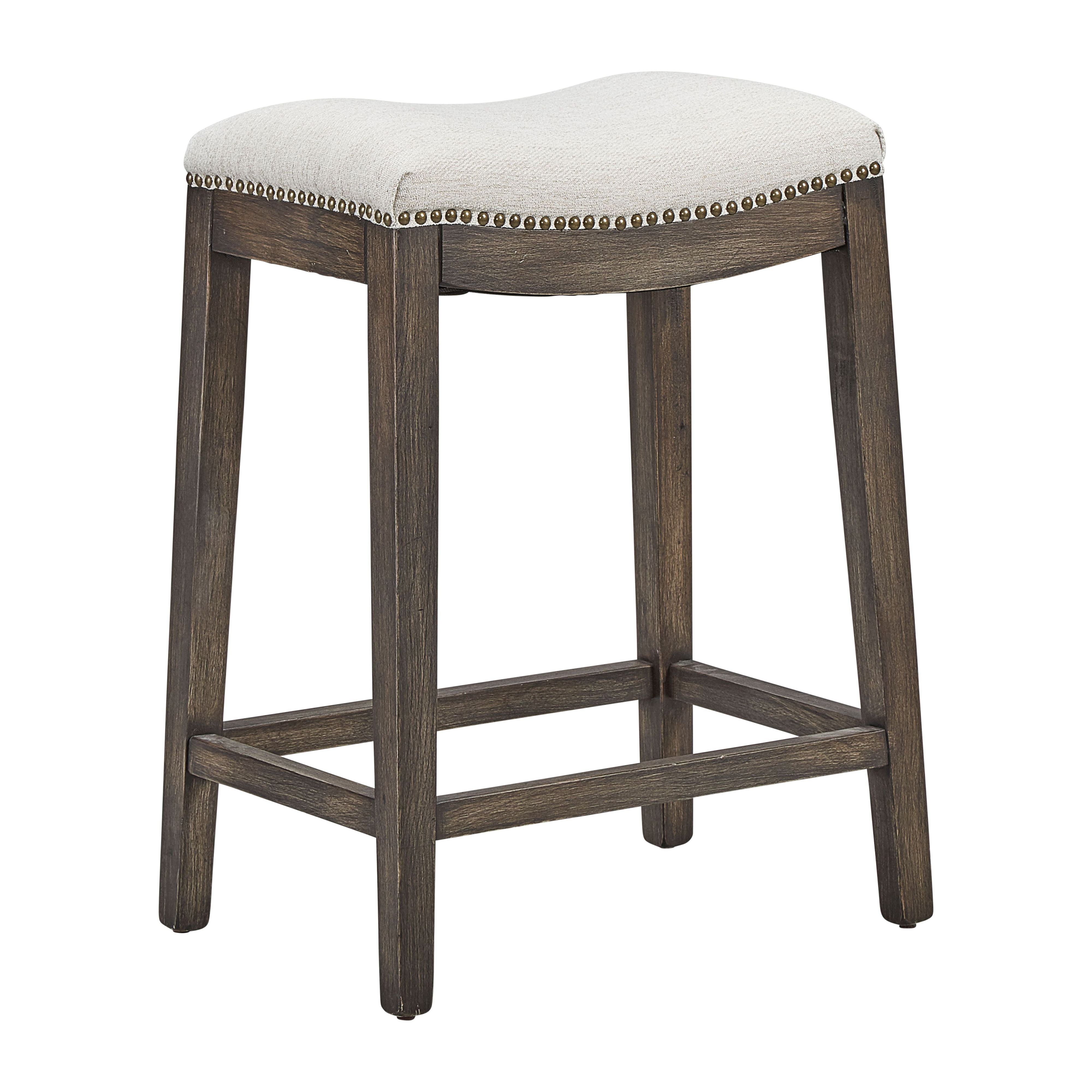 Saddle Oak & Off-White Cushioned Counter Stool, 24" Seat Height