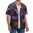 thumbnail image 2 of Gukieu Ornate Purple Floral Vase Print Men's Short-sleeved Shirts, Button-down Pocket Shirts, T-shirts, Beach Vacation Travel Summer Clothing-Large, 2 of 5