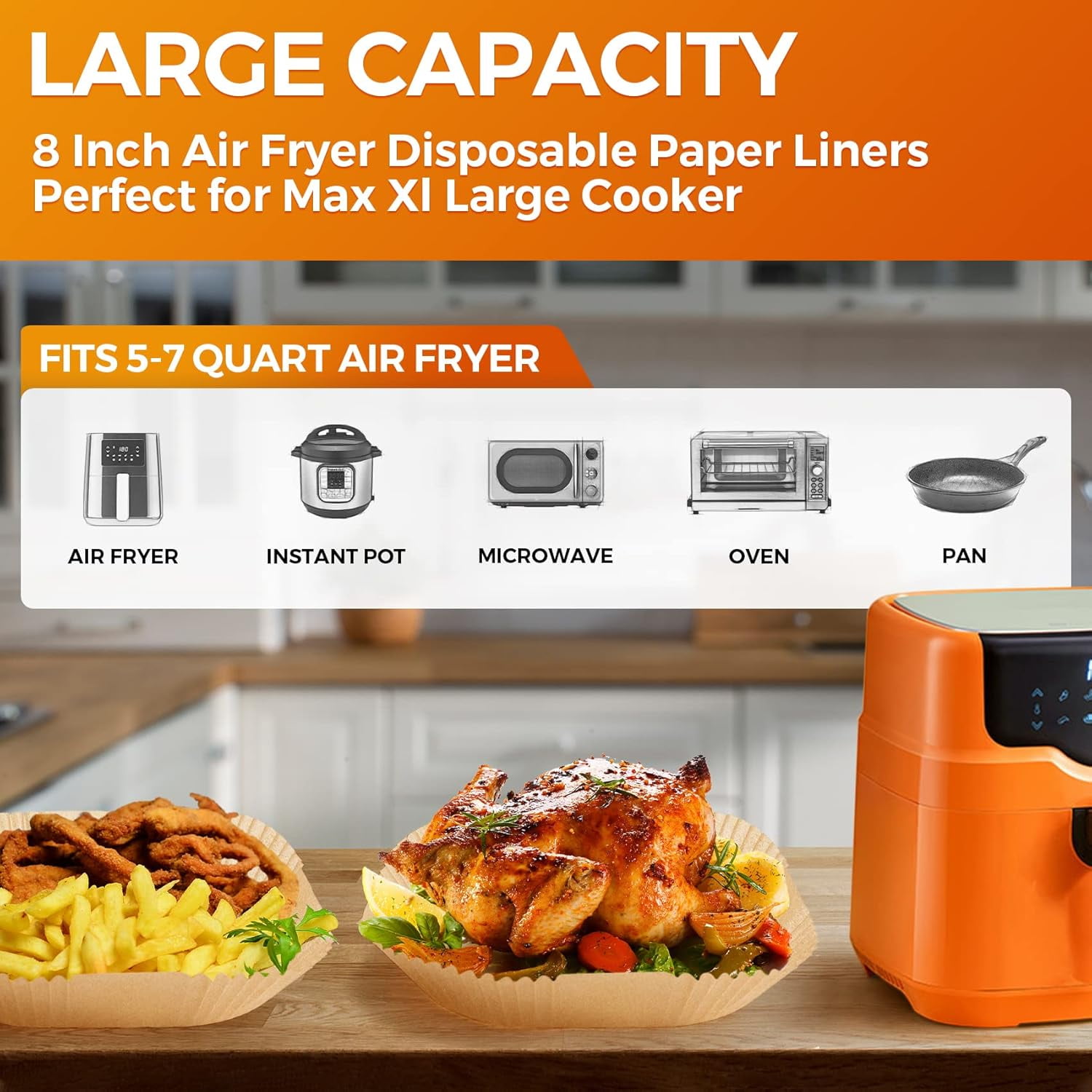 Ncheli Air Fryer Liners Disposable Square-Shaped 100 Count 8"