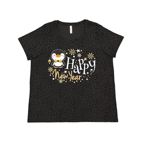 Inktastic Happy New Year with Cute Penguin Women's Plus Size T-Shirt