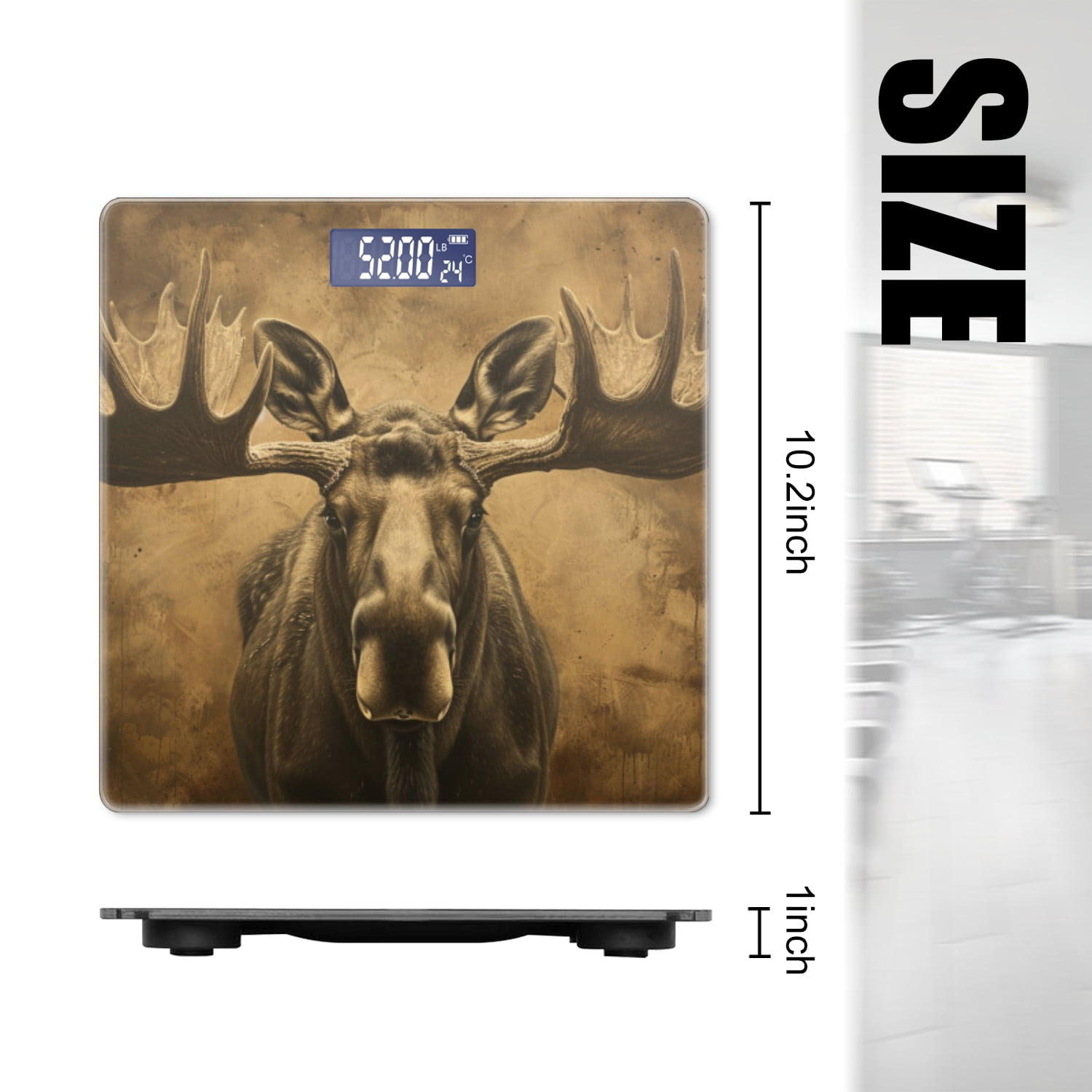 Bathroom Scale, Highly Accurate Digital Body Scale,Precisely Measures Weight up to 400 lbs-Oil Painting Of Moose With Large Antlers