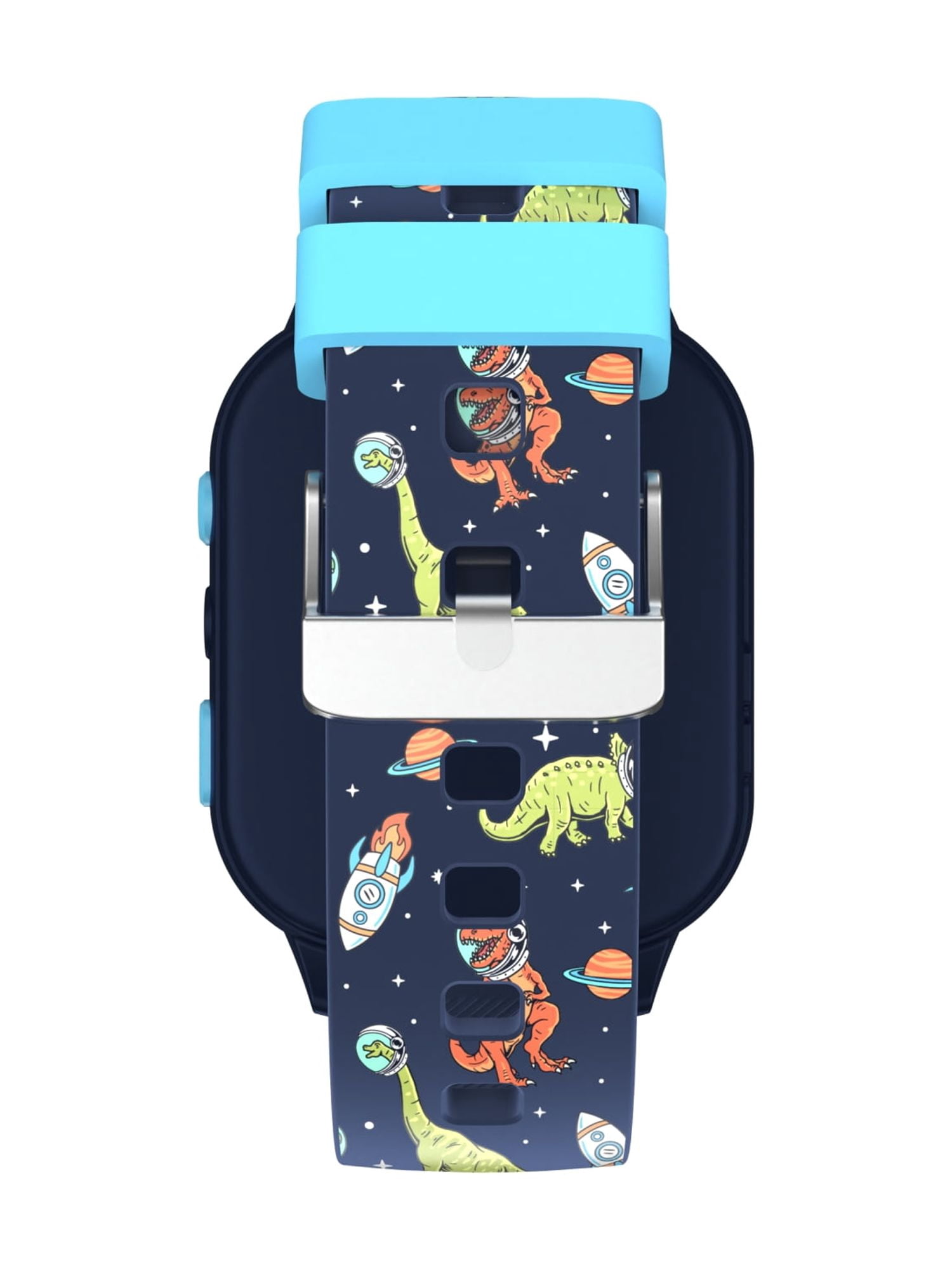iTech Jr. 4 Kids Boys' Smartwatch with Camera, Audiobooks, and Games – Navy Blue Case with Navy Dinosaur Caricature Strap