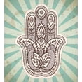 thumbnail image 3 of Mandala Queen Size Duvet Cover Set, Middle Eastern Religious Hand Motif with Stripes Background Floral Design, Decorative 3 Piece Bedding Set with 2 Pillow Shams, Pale Green Brown, by Ambesonne, 3 of 3