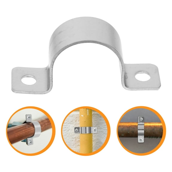 FOMIYES U Shaped Stainless Steel Cable Clamps for Home Use Silver Color with 25mm Fixed Diameter 20 Pieces