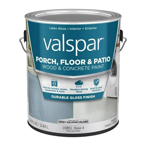 Valspar 1669191 1 gal Floor & Patio Wood & Concrete Paint Gloss Clear Base 4 Floor & Patio Coating, Pack of 4