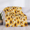 thumbnail image 3 of Uemuo Brown Leaf Pattern Sunflower Printed Throw Blanket for Couch, Fluffy Fuzzy Blankets for Bed, Sofa, Cozy Flannel Faux Fur Blanket-80"x60", 3 of 6