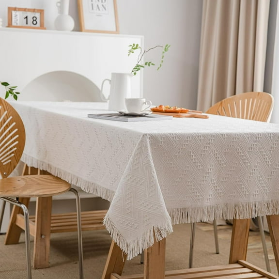 CAILDANL Lace Table Cloth Rectangle Outdoor Party Table White Table Cover Tablecloth for Table Rustic Farmhouse Kitchen Coffee Table Cover Cloth Round Table Cloths 51"x71"White Diamond