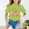 thumbnail image 2 of shoper 2t Girls Clothes Summer Round Neck Letter Graphic Print Short Sleeve T-Shirt Fashion Casual Preppy Clothes Girls' Tops, Tees & Blouses Light Green 110, 2 of 4