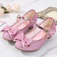 thumbnail image 2 of GiLiling Girls Mary Jane Dress Shoes, Glitter Princess Heels with Bow Star Charm, Adjustable Buckle Strap Party Shoes for Kids (Pink, 11-11.5 Years), 2 of 9