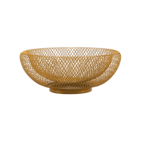 Metal Wire Mesh Fruit Bowl - Multi - Purpose Iron Storage Basket for Home Decor, Kitchen Organizer for Fruit Makeup Brushes Cosmetic Tools, Sturdy Spacious Capacity Design,Gold