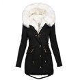 thumbnail image 2 of Winter Parka Coat for Women Usmixi Womens Warm Thickened Overcoat Plus Size Long Sleeve Soft Padded Plush Hooded Coat Casual Solid Drawstring Cotton Outwear 2025 Jacket Holiday, 2 of 5