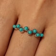 thumbnail image 3 of Round Cabochon Lab-Created Turquoise Half Eternity Bezel-Set Wedding Band Ring in 925 Sterling Silver – Elegant Jewelry for Women, 3 of 5
