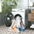 thumbnail image 4 of SAFAVIEH Malibu Daffodil Leaves Polyester Machine Washable Area Rug, Light Blue/Beige, 5' x 8', 4 of 12