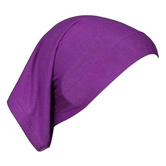 Yajing Hairbands For Women's Hair Women's Soft Solid Color Short Muslim Solid Cotton Hijab Cap Head Cover Under Scarf Shawl Turban Hat Purple One Size