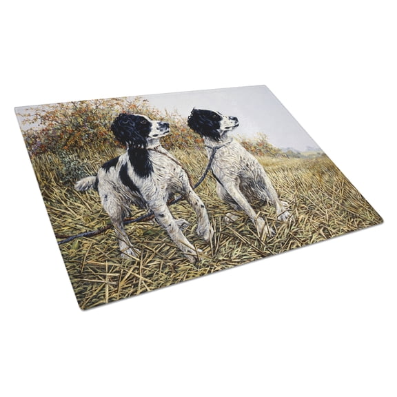 Carolines Treasures HMHE0001LCB Two Springer Spaniels by Michael Herring Glass Cutting Board Large, 12H x 16W,