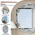 thumbnail image 3 of Noble House Crush Diamond Round Wall Mirror, Wave Frame Decorative Mirror Heavy Duty Frame with 2 Hangers, Silver, 3 of 8