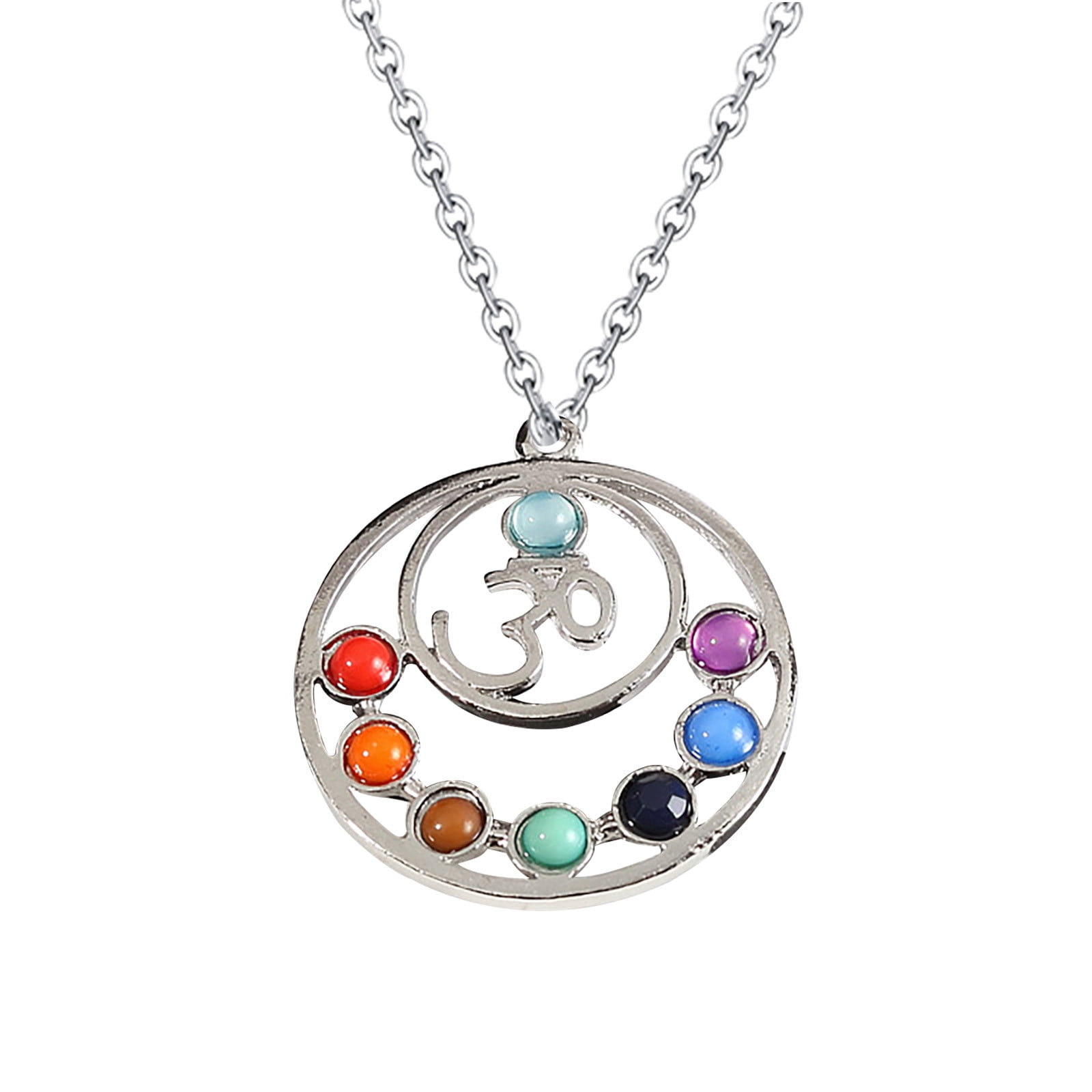 7 Crystal Bead Reiki Healing Yoga Goddess Angel Chakra Pendant Fit Necklace Gift