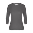 thumbnail image 7 of Besolor Going out Tops for Women Crewneck Long Sleeve Shirts Stretch Slim Fitting Comfy Basic Layer Top Tees, 7 of 7
