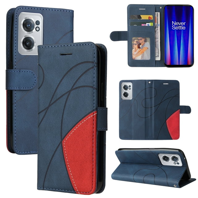 Compatible OnePlus Nord CE 2 5G Étui, Étui Portefeuille en Cuir Support Vue Fermoir Magnétique Folio à Rabat - Bleu