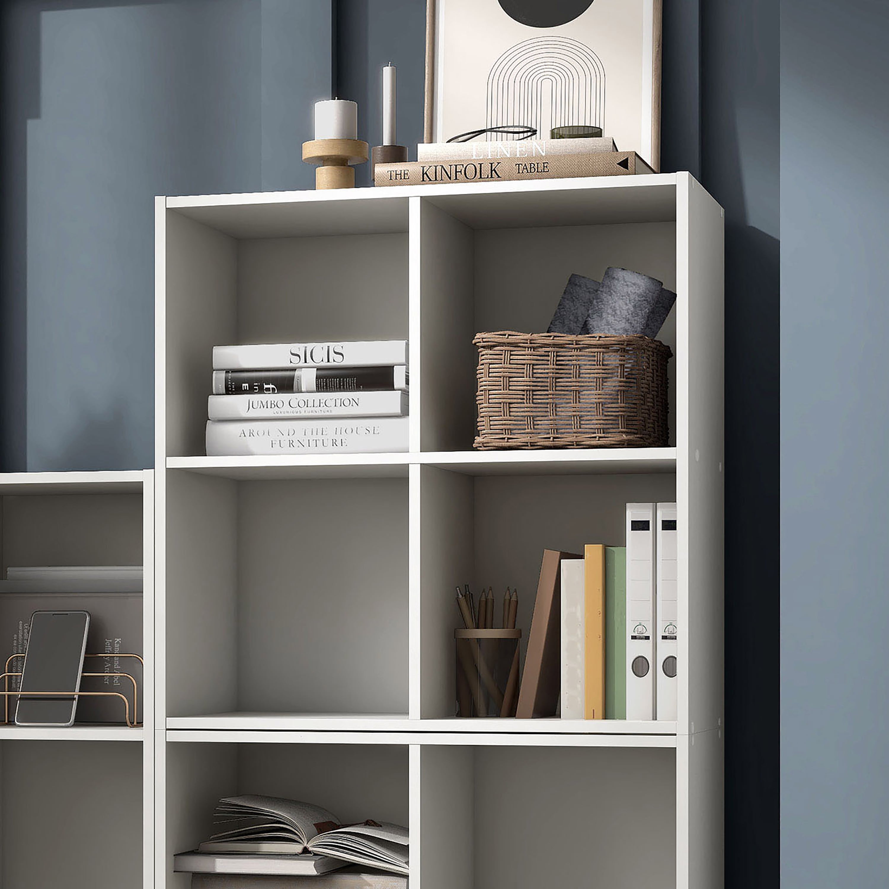 Join Stackable 4-Cube Wood White Bookcase