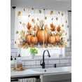 thumbnail image 5 of Thanksgiving Pumpkin Sheer Curtains 45 inches Long, Maple Leaf Linen Watercolor Fall Light Filtering Sheer Window Curtains Rod Pocket Voile Drapes for Bedroom Living Room, 52"W x 45"L 2 Panels, 5 of 7