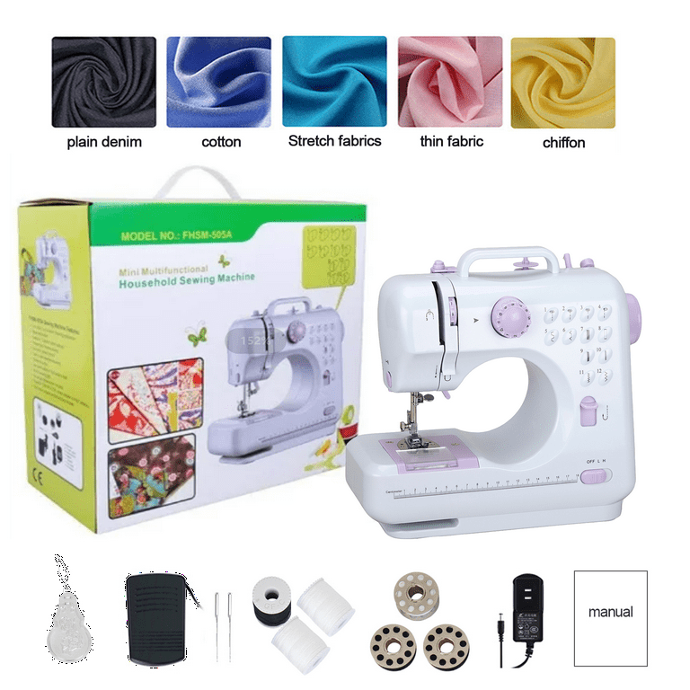 Small Sewing Machine Mini Machines For Home Electric Household Portable DIY  Manual Repair Double Thread With Night Light Pedal