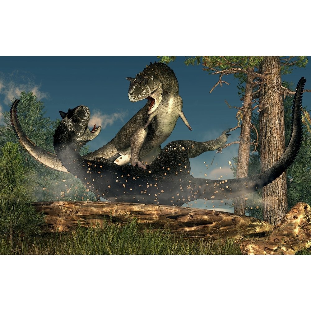 A couple of Carnotaurus dinosaurs fighting Poster Print (35 x 22) - Walmart.com - Walmart.com