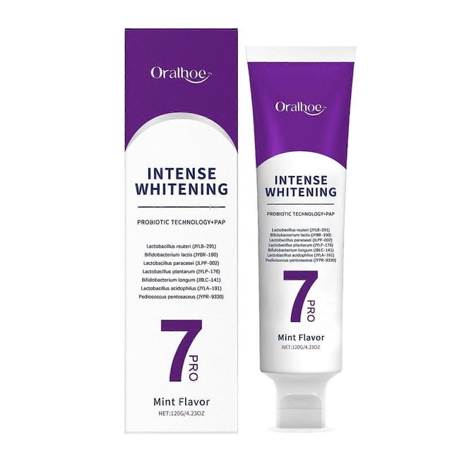 7-Pro Intensive Toothpaste, 7PRO Intense Whitening Toothpaste with 7 Probiotics, Stain Removal & Fresh Breath
