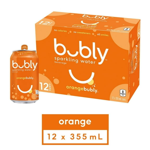 Bubly Orange Sparkling Water 12 x355 mL, Cans