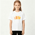 thumbnail image 2 of Four Cute Yellow Ducks Girls Graphic Tee, Retro Polka Dot Birds 100% Cotton Kids Short Sleeve T-Shirt, 2 of 5