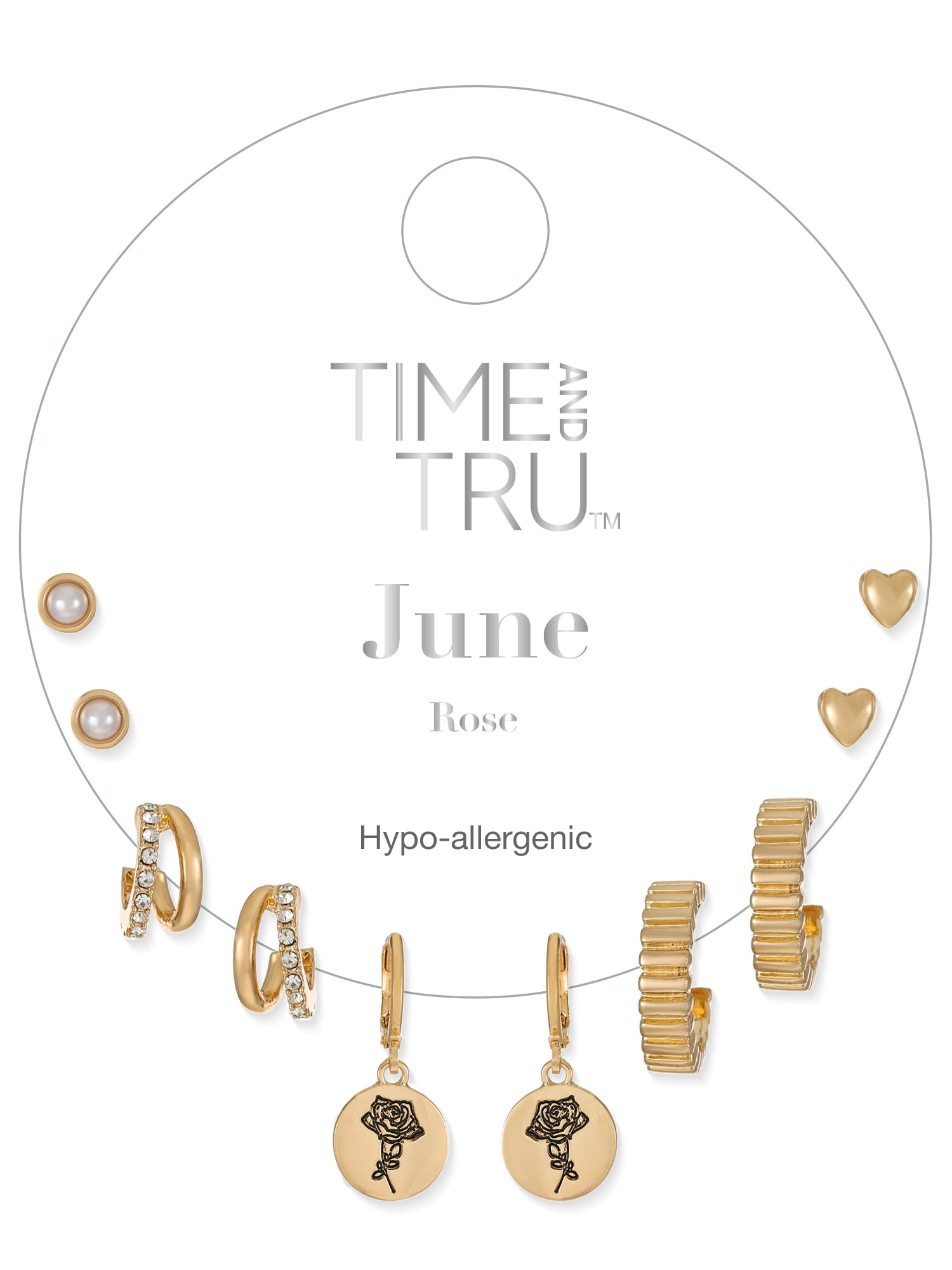 Time and Tru June RoseEarring Pack Goldtone