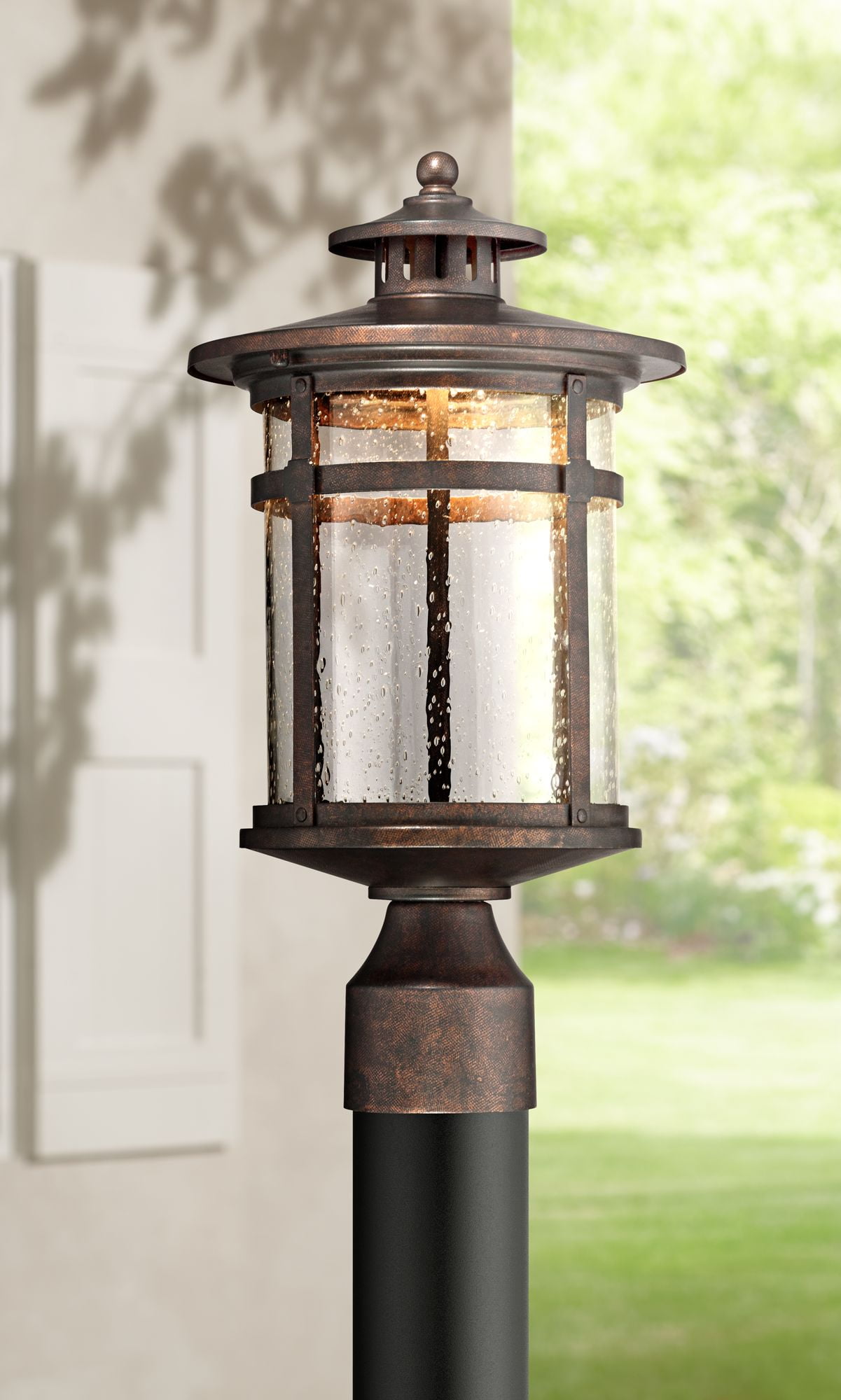 Nuvo 60-995 1-Light Outdoor Post Lantern in Old Bronze with Clear Seeded Glass 