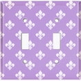 thumbnail image 2 of Metal Light Switch Plate Outlet Cover (Fleur De Lis Purple Pastel Pattern - Double Toggle), 2 of 2