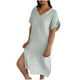 thumbnail image 1 of Vestido de Verano de Manga Corta para las Mujeres Vestido de Sol Sólido con Cuello en V Casual, Vestido de Ventilación de Playa para Imágenes, Uso Diario Y de Fiesta, Poliéster Ligero, 1 of 8