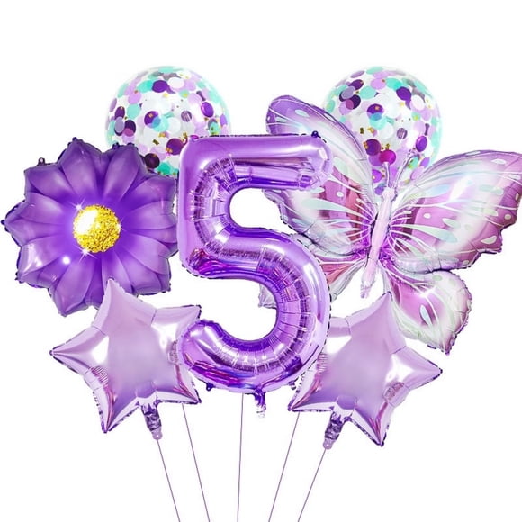 Artículos de fiesta JNNIMTRDAE, decoraciones moradas para quinto cumpleaños