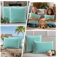 thumbnail image 5 of Bluish Green Retro Greek Key Outdoor Waterproof Pillow Covers, Greece Ancient Rustic Geometric Decorative Rectangle Throw Pillowcase Sofa Cushion Sham for Patio/Couch/Chair, 20"x12" 2 Pack, 5 of 8