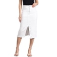 thumbnail image 1 of Falda de mezclilla INSPIRE CHIC para mujer, con cintura alta, abertura frontal, falda midi de mezclilla lavada con bolsillos, talla XS, blanca, 1 of 6