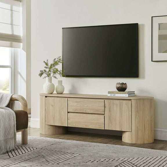 Modway Duval  71 Inch Oval  TV Cabinet in Light Oak by Modway