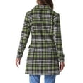 thumbnail image 3 of Abrigo de cuadros de doble botonadura con solapa de muesca de manga larga para mujer Inspire Chic M Verde claro, 3 of 6